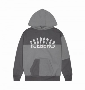 Bluza z Kapturem Trapstar x Iceberg Deconstructed Two Logo Męskie Szare | Poland-184297