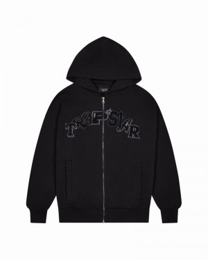 Dresy Trapstar Wildcard Chenille Zip Hoodie Męskie Czarne | Poland-739108