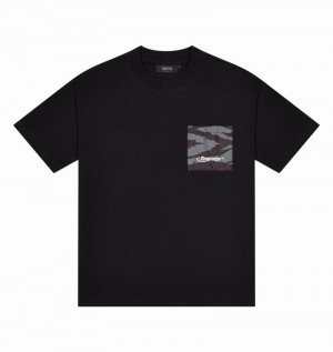 Koszulki Trapstar Hyperdrive Pocket Tee Męskie Czarne Szare Camo | Poland-492016