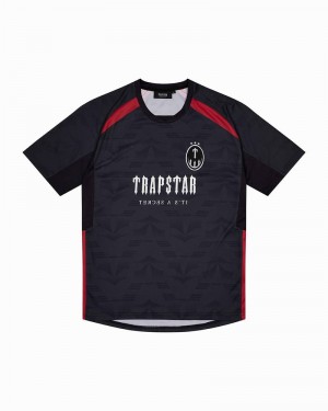 Koszulki Trapstar Irongate Football Jersey Męskie Czarne Czerwone | Poland-692487