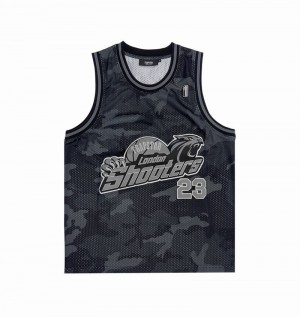 Koszulki Trapstar Shooters SS23 Basketball Vest Męskie Czarne Camo | Poland-183594