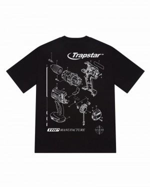 Koszulki Trapstar TRP Manufacture Tee Męskie Czarne | Poland-864051