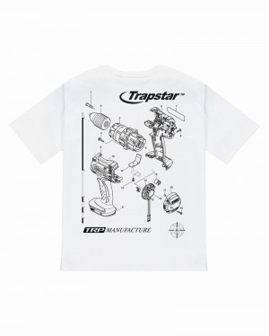 Koszulki Trapstar TRP Manufacture Tee Męskie Białe | Poland-521643