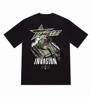 Koszulki Trapstar Trap Invasion Tee Męskie Czarne | Poland-067531