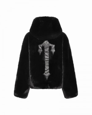 Kurtki Trapstar Irongate T Oversized Fur Coat Damskie Czarne | Poland-946531