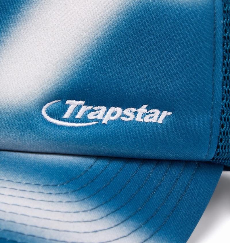 Czapki Trapstar Hyperdrive Blur Trucker Męskie Turkusowe Białe | Poland-048157