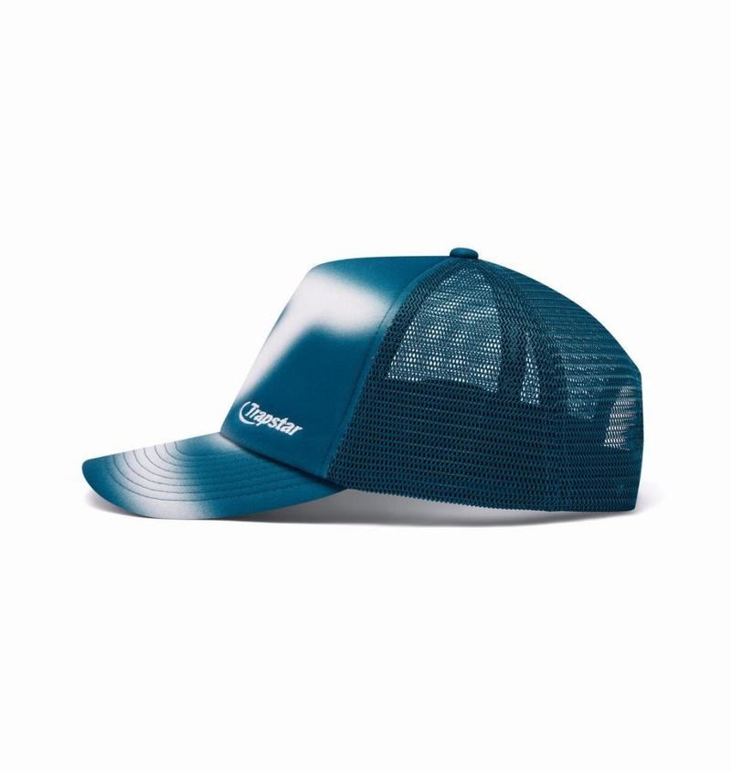 Czapki Trapstar Hyperdrive Blur Trucker Męskie Turkusowe Białe | Poland-048157