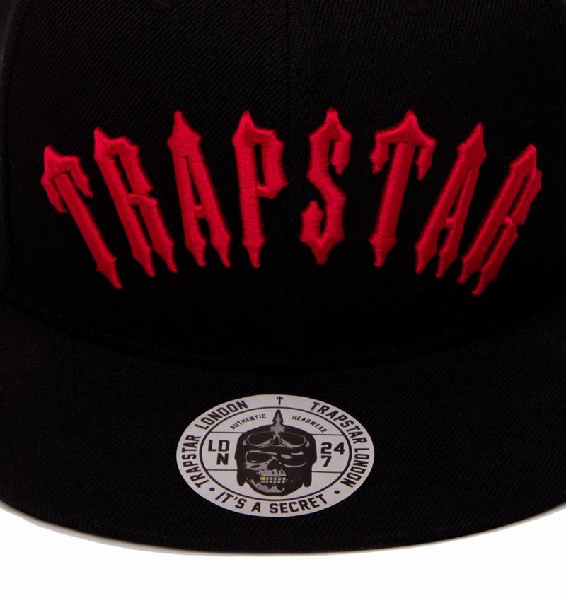 Czapki Trapstar Irongate Arch Snapback Męskie Czarne Czerwone | Poland-320768