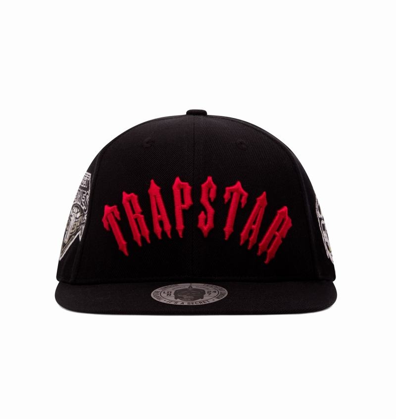 Czapki Trapstar Irongate Arch Snapback Męskie Czarne Czerwone | Poland-320768