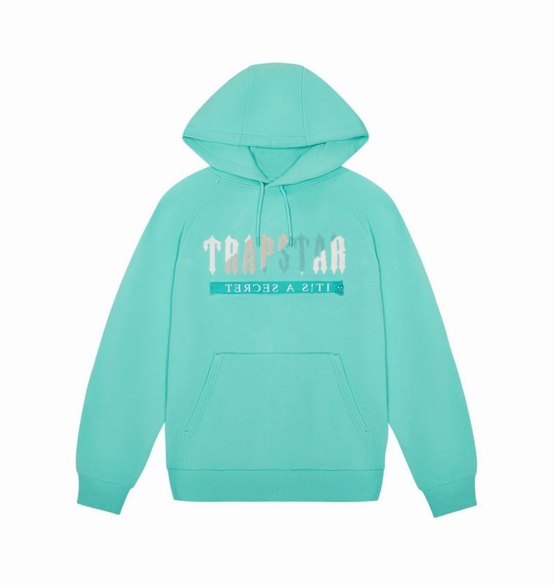 Dresy Trapstar Chenille Decoded 2.0 Hoodie Męskie Turkusowe | Poland-452608