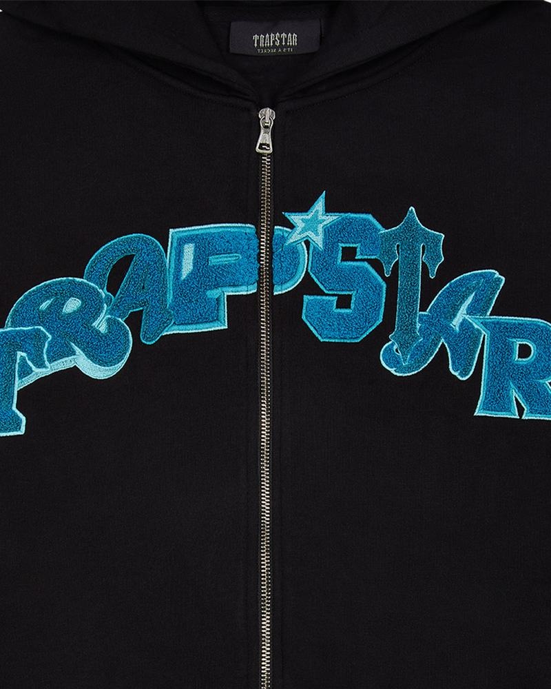 Dresy Trapstar Wildcard Chenille Hoodie Męskie Czarne Turkusowe | Poland-508129