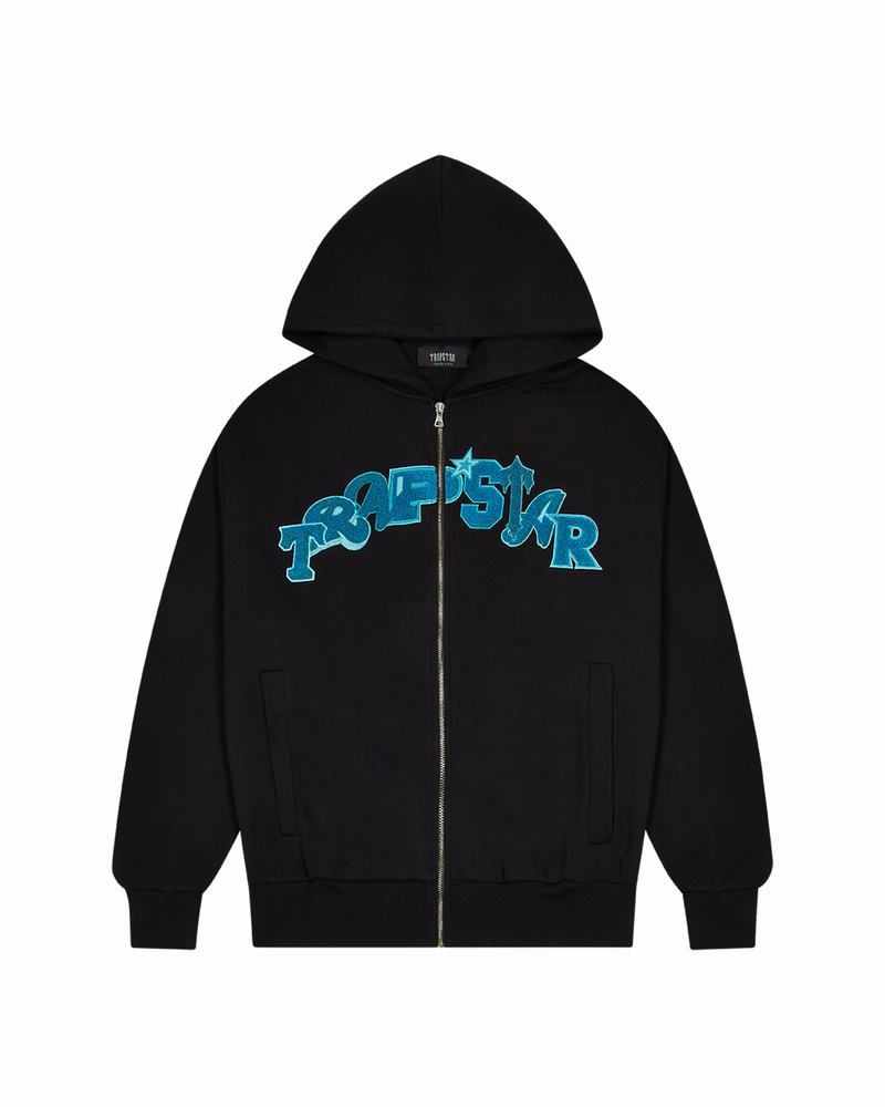 Dresy Trapstar Wildcard Chenille Hoodie Męskie Czarne Turkusowe | Poland-508129