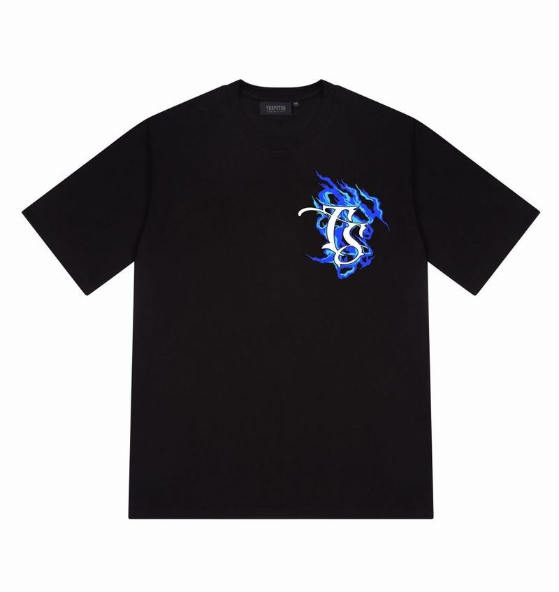 Koszulki Trapstar Chrome Flame SS23 Tee Męskie Czarne | Poland-634259