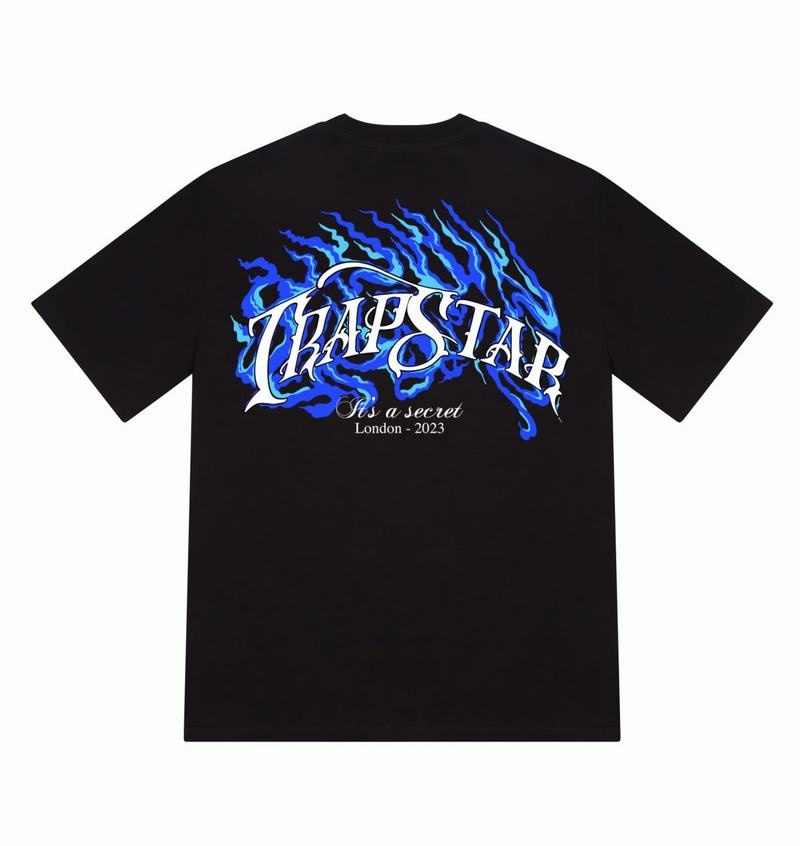 Koszulki Trapstar Chrome Flame SS23 Tee Męskie Czarne | Poland-634259