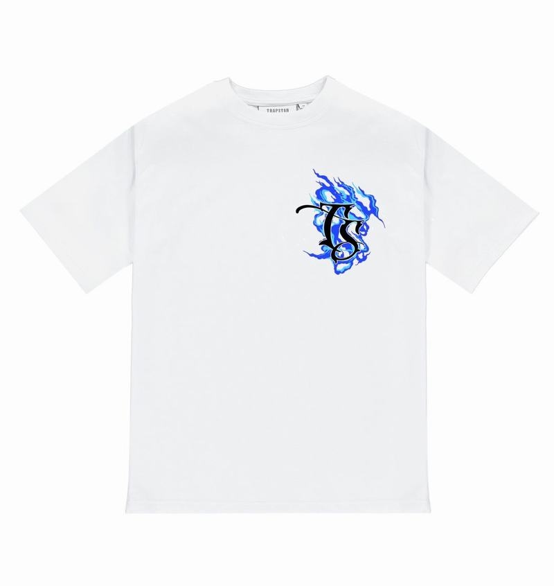 Koszulki Trapstar Chrome Flame SS23 Tee Męskie Białe | Poland-138052