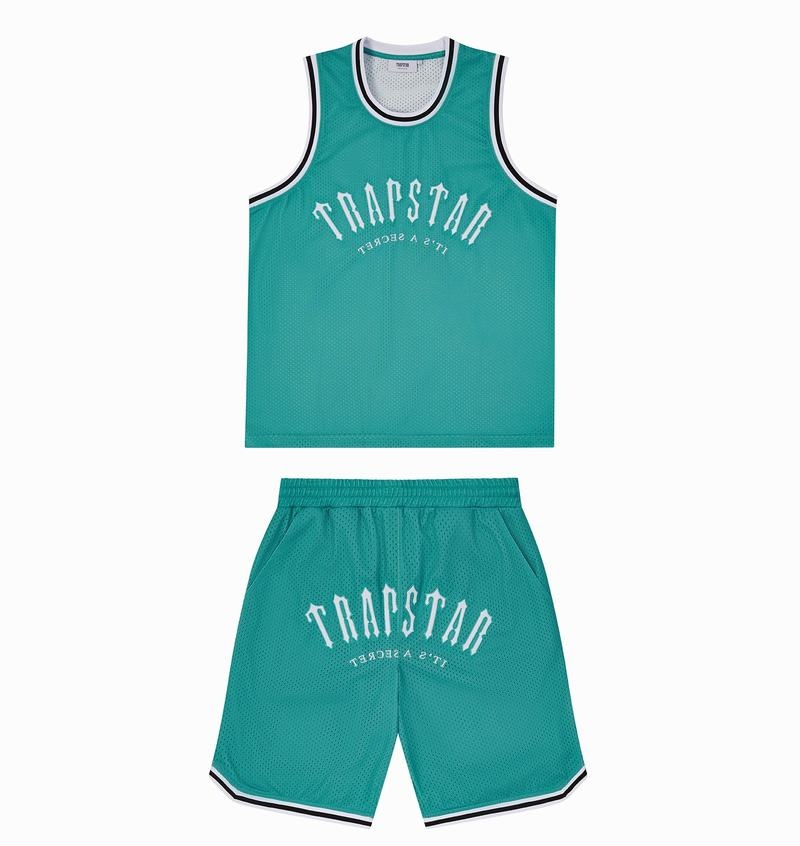 Koszulki Trapstar Irongate Arch Basketball Vest Męskie Niebieskie Białe | Poland-184720