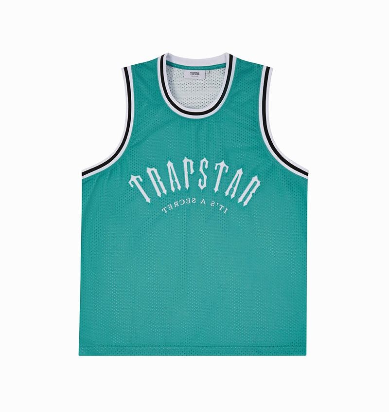 Koszulki Trapstar Irongate Arch Basketball Vest Męskie Niebieskie Białe | Poland-184720