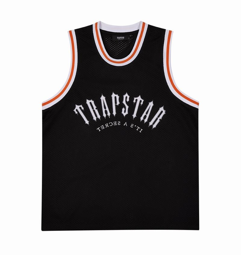 Koszulki Trapstar Irongate Arch Basketball Vest Męskie Czarne Białe Pomarańczowe | Poland-204578