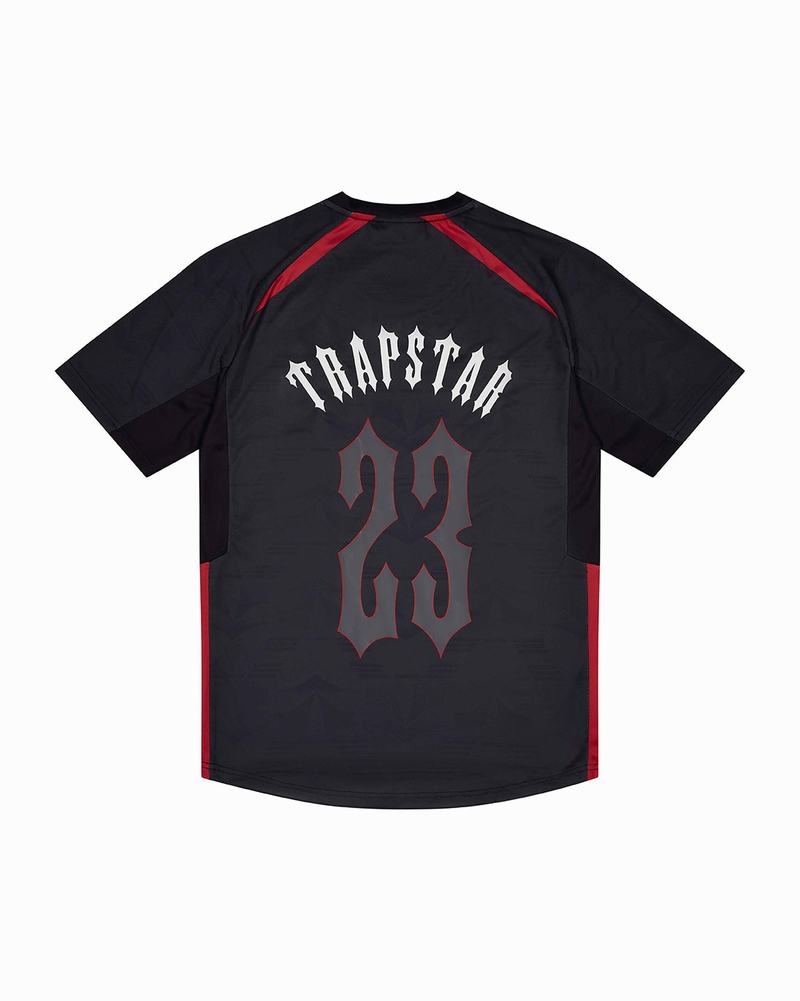 Koszulki Trapstar Irongate Football Jersey Męskie Czarne Czerwone | Poland-692487