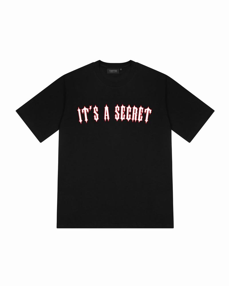 Koszulki Trapstar It\'s a Secret Tee 2.0 Męskie Czarne Czerwone | Poland-596408