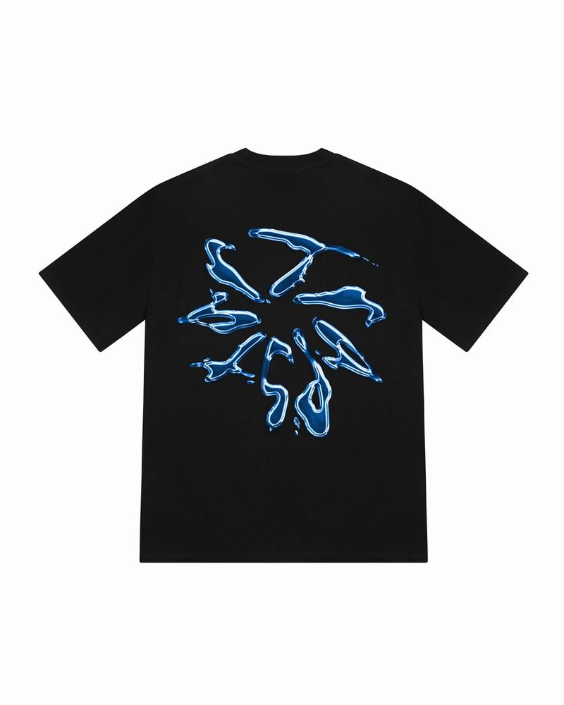 Koszulki Trapstar Liquid Chrome 2.0 Tee Męskie Czarne | Poland-859172