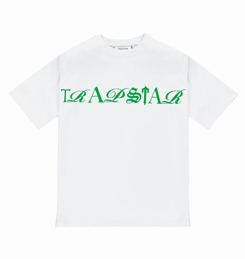 Koszulki Trapstar Script Tee Męskie Białe Zielone | Poland-452713