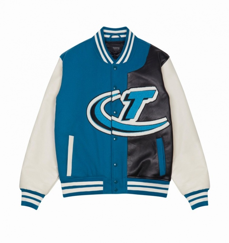 Kurtki Trapstar Hyperdrive T Chenille Varsity Męskie Niebieskie Czarne | Poland-891564