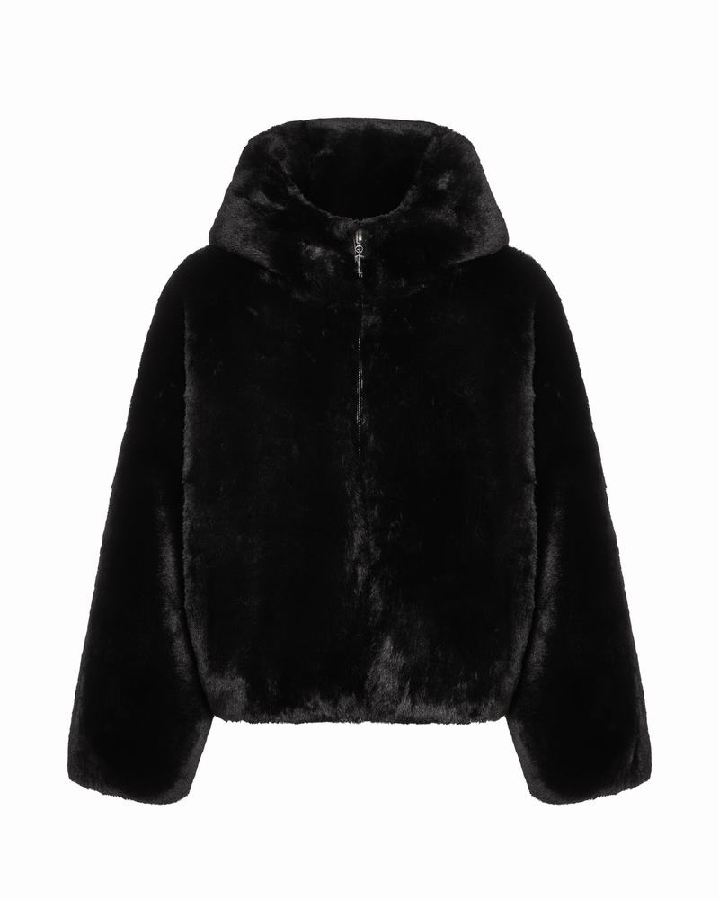 Kurtki Trapstar Irongate T Oversized Fur Coat Damskie Czarne | Poland-946531