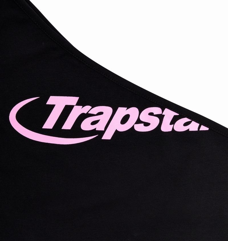 Najfatalniejszy Trapstar Hyperdrive One Shoulder Vest Damskie Czarne Różowe | Poland-957208