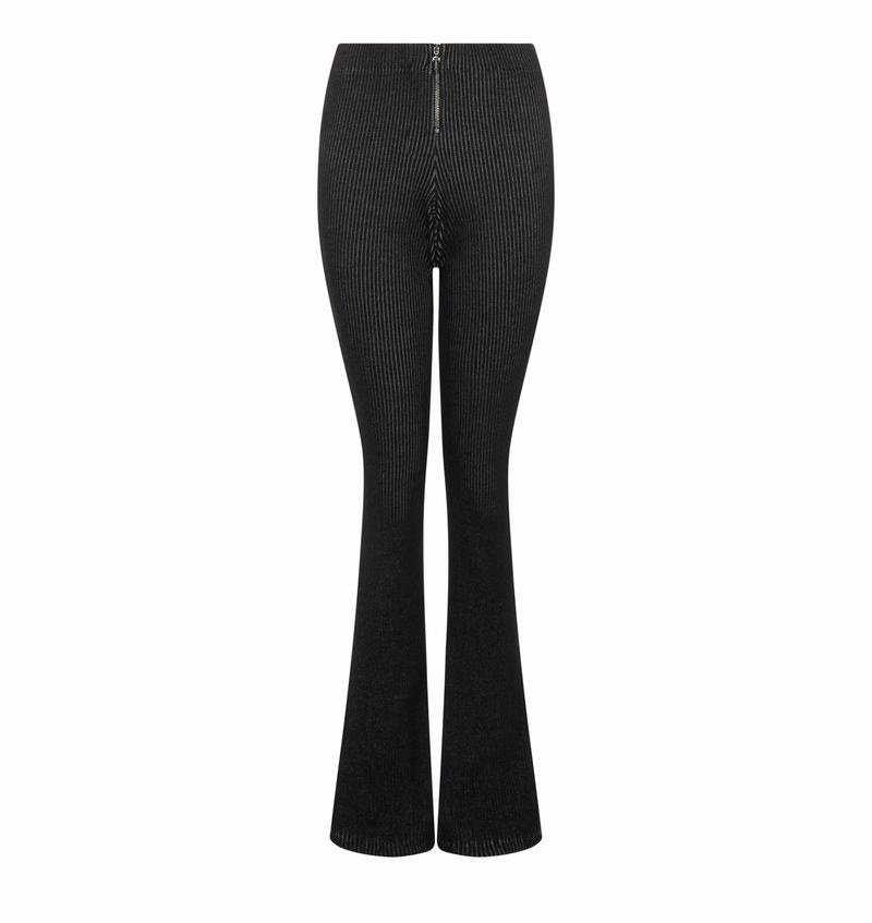 Spodnie Trapstar Two Tone Rib Fitted Trousers Damskie Czarne Białe | Poland-318057