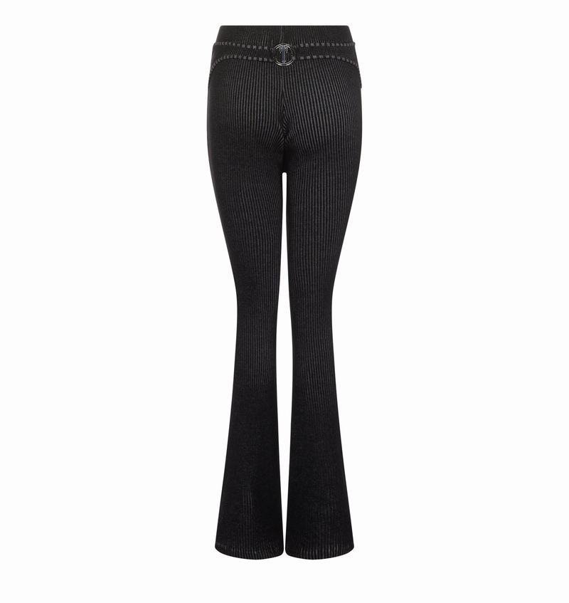 Spodnie Trapstar Two Tone Rib Fitted Trousers Damskie Czarne Białe | Poland-318057