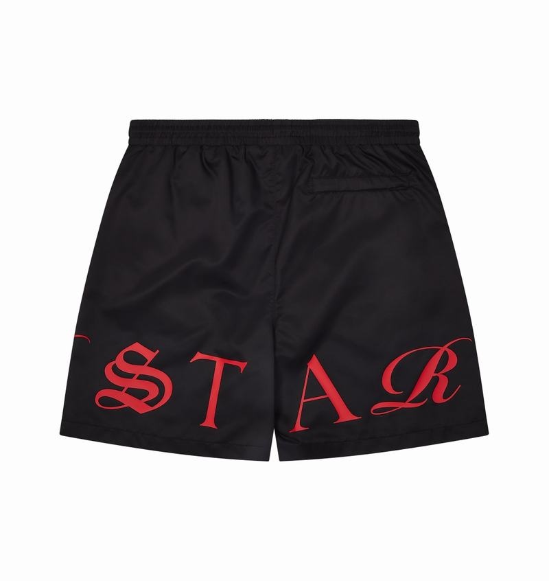 Zestawy Trapstar Script Swimming Shorts Męskie Czarne Czerwone | Poland-975384